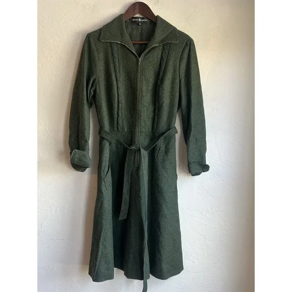 Vintage Lodenfrey Green Wool Coat Dress Heritage Loden Dark Academia 42 EU - Picture 5 of 14